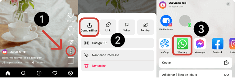compartilhar reels para whatsapp